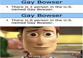 Gay Bowser There is 1 person in the U.S. named Gay Bowser. Gay Bowser There is 0 person in the U.S named Gay Bowser. So long, partner.