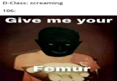 D-Class: screaming 106: Give me your JG: gooble.shnubgok Femur