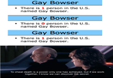 Gay Bowser There is 1 person in the U.S. named Gay Bowser Gay Bowser There is 0 person in the U.S. named Gay Bowser Gay Bowser There is 1 person in the U.S. named Gay Bowser To cheat death is a power only one has achieved, but if we work together, i know we can dscover the secret.