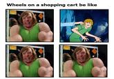 Wheels on a shopping cart be like DANGER DANGER DANGER