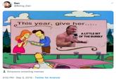 Dan @Being_Dan This year, give her... A LITTLE BIT OF THE BUBBLY Simpsons wrestling memes 3:52 PM Sep 3, 2019 Twitter for Android