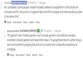 Fefquest geralt renamon mod 976 points 1 day ago Mr. candidate, Some people, myself included, believe cross-platform is the future for consoles and PC. Are you for or against Xbox and PS4 crossplat and what would you plan to do about this? Reply Give Award Share Report Save gamerpres2020 Ace Watkins VERIFIED "PC gamers" and "mobile gamers" and "console gamers" are artificial concepts invented to divide gamers and keep them down. To paraphrase Martin Luther King Jr, we must transform jangling Discords of our nation into a beautiful symphony of crossplay. 2.1k points 1 day ago Reply Give Award Share Report Save