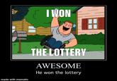 I WON SWANSON THE LOTTERY AWESOME He won the lottery made with mematic