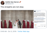Caitlin Van Horror @HelloCVH The straights are not okay Van Daele & Russell Praise bet Kendra & Torsten are maried there's any The Handmaid's Tale fans out there, you'l know most of it is filmed in Cambridgat So, as fans of the show, it only seemed Siting for there to be seme Handmaids in K&T's wedding phonos along the hanging walr in Mil Race Park LEs Cambridge Mill Balers Bridal Moores Clothing The Handmaid's Tale NITRO MUSIC Peare Weddings&Events From The Potting Shed Van Daele& Russell Photography See mare and get in touch so chat about your upcoming wedding photography & to check our avalablity at VanDaseleAndRussel.comt-a Cambridge Mil 7 Comments 26 Shares Le Comment sare Most Relevant 9:46 AM Oct 3, 2019 Twitter Web App