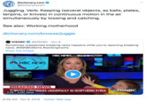 Dictionary.com @Dictionarycom Juggling. Verb. Keeping (several objects, as balls, plates, tenpins, or knives) in continuous motion in the air simultaneously by tossing and catching. See also: Working motherhood dictionary.com/browse/juggle @MSNBC Oct 9 NOPEMSNBC Sometimes unexpected breaking news happens while you're reporting breaking news. #MSNBCMoms #workingmoms Show this thread NBC NEWS WASHINGTON NBC NEWS BREAKING NEWS T RKS UNDERWAY IN NORTHERN SYRIA 0:26 3.4M views MSNBC 8:46 AM Oct 9, 2019 Twitter Web App