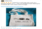 Zekey's Mom @Zekeys_Mom Asked for a tote bag with a pic of a fearless leader on it -- was not disappointed! Waiting for a restock do I can order a set of mugs. #AwfullyBritishAmazon Reviews LARRY NO.10 CAT When sleeping on the job is the job Larry the Cat and Justin Ng 2:15 PM Oct 13, 2019 Twitter Web App