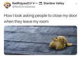 RadRojyaa -so @NotChrisDanao Stardew Valley How I look asking people to close my door when they leave my room