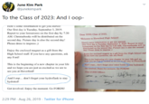 June Kim Park @junekimpark To the Class of 2023: And I oop- Here s some ntormation to get you started: Our first day is Tuesday, September 3, 2019 Report to your homeroom on the first day by 7:30 Dear HHS Class of 2023, AM. Chromebooks will be distributed on the Welcome to Haverford High School! second day. Picture day is also the second day! Here's some information to get you started: Our first day is Tuesday, September 3, 2019. Report to your homeroom on the first day distributed on the second day. Picture day is also the second day! Please dress to impress :) Please dress to impress ;) 7:30 AM. Chromebooks will be Enjoy the enclosed magnet as a gift from the Enjoy the enclosed magnet as a gift from the High School staf If you have any questions, ask any Ford! This is the beginning of a new chapter in your life and we hope you are just as-esxcited as we are-to see you at Haverford! High School staff. If you have any questions, ask any Ford! This is the beginning of a new chapter in your life And I oops... don't forget your water bottle to stay hydrated! and we hope you are just as excited as we are to Get involved. Enjoy the moment. Go FORDS! see you at Haverford! Class of 2020 Officers And I oop.. don't forget your hydroflask to stay hydrated! Ba Get involved. Enjoy the moment. Go FORDS! 2:29 PM Aug 26, 2019 Twitter for iPhone