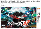 Marvel: 'Infinity War is the most ambitious crossover event in history' Me: NINTENDO NETWORK CIMEMA LABRIN MATURE 17+ ATLUS ESRB NINTEND0