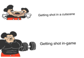 Getting shot in a cutscene Getting shot in-game