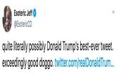 Esoteric Jeff @EsotericCD quite literally possibly Donald Trump's best-ever tweet exceedingly good doggo. twitter.com/realDonaldTrum...