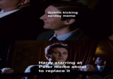 Goblin Kicking Spidey Goblin kicking spidey meme Harry starring at Peter meme about to replace it