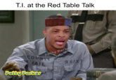 I made and uploaded this after watching Jada Pinkett-Smith's Red Table Talk episode with T.I. and Tiny, discussing the controversial comments he made about his role in his daughter's past visits to the gynecologist.

He indicated he didn't think people would take what he said literally.  Watching him reminded me of the In Living Color character "Oswald Bates," played by Damon Wayans.  The mannerisms and voice intonations were nearly spot-on, and I think he only made up or misused 1 or 2 words.  The source image is a still of a scene from the comedy variety show involving Oswald Bates in his usual prison attire, explaining something using vocabulary consisting of mostly imaginary words and words used incorrectly.

It was classy of Jada Pinkett-Smith to allow him to address the matter, even if he did sound like Oswald Bates.  In this meme, his face from the interview is used, and I put the same hat that Damon's character wore on his head.

I uploaded it to Twitter, Instagram (@memejab) and also to Imgur.  GIMP for the win.