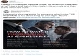 mandi @BlackyMandi Here's my Irishman viewing guide: Sit down for three and a half hours and watch the movie in its entirety and then leave when it's done Alexander Dunerfors @dunerfors I created a viewing guide for everyone who thinks THE IRISHMAN is too damn long for one night. You're welcome! #scorsese #netflix #theirishman HOW TO WATCH THE IRISHMAN AS A MINI-SERIES EPISODE 1:I Heard You Paint Houses EPISODE 3: What Kind of Fish? Watch from start to 49:00. Cut when Jimmy Hoffa ends the call. 1:40:00 2:47:30. Cut when Frank exits the house. (You'll know when.) EPISODE 2: Hoffa EPISODE 4: It Is What It Is 49:00 - 1:40:00. Cut when Joey the Blond is introduced. Watch from 2:47:30 to the end. 2:25 PM - Nov 28, 2019 - Twitter Web App 1:06 PM · Nov 28, 2019 · Twitter for iPhone