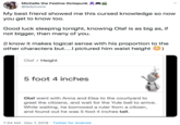 Michelle the Festive Octopunk @ladytuono My best friend showed me this cursed knowledge so now you get to know too. Good luck sleeping tonight, knowing Olaf is as big as, if not bigger, than many of you. (I know it makes logical sense with his proportion to the other characters but..I pictured him waist height Olaf / Height 5 foot 4 inches Olaf went with Anna and Elsa to the courtyard to greet the citizens, and wait for the Yule bell to arrive. While waiting, he borrowed a ruler from a citizen, and found out he was 5 foot 4 inches tall. 7:34 AM · Dec 7, 2019 · Twitter for Android