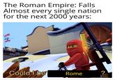 The Roman Empire: Falls Almost every single nation for the next 2000 years: Could I be Rome