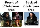 Back of Front of Christmas Christmas tree tree