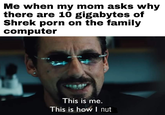 Me when my mom asks why there are 10 gigabytes of Shrek p--- on the family computer This is me. This is how I nut
