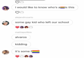 i would like to knos who's a is this. some gay kid who left our school. alvaros. kidding. it's some f