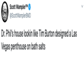 Scott WamplerT @ScottWamplerBMD Dr. Phil's house lookin like Tim Burton designed a Las Vegas penthouse on bath salts
