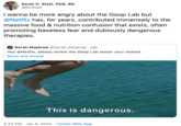 Kevin C. Klatt, PhD, RD ексKatt I wanna be more angry about the Goop Lab but @Netflix has, for years, contributed immensely to the massive food & nutrition confusion that exists, often promoting baseless fear and dubiously dangerous therapies. Sarah Mojarad @Sarah_Mojarad . 19h Hey @Netflix, please review the Goop Lab teaser your shared. Show this thread This is dangerous. 5:23 PM · Jan 6, 2020 - Twitter Web App