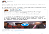 Ilhan Omar @IlhanMN Hi Jim, I survived war as a child and deal with post-traumatic stress disorder-much like many who have served or lived through war. It's shameful that you as a member of Congress would erase the PTSD of survivors. Jim Banks @RepJimBanks Rep. Ilhan Omar complained she's "stricken with PTSD" because of recent events in the Middle East. This is a disgrace and offensive to our nation's veterans who really do have PTSD after putting their life on the line to keep America safe. 9.1K views 0:39 A Jim Banks 6:36 PM · Jan 8, 2020 - Twitter for iPhone 150.7K Likes 24.7K Retweets