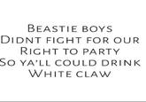 BEASTIE BOYS DIDNT FIGHT FOR OUR RIGHT TO PARTY SO YA’LL COULD DRINK WhitE CLAW