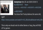 Trnpeiriwr rity videe ren aterth of slatin Anonymous Mon 20 Jan 2020 23:38:13 No.493319167 Report Quoted By. >>493319307 >>493320975 >>493322508 >>493318620 You know that Trump believes the same s---, right? https://www.youtube.com/watch?v=0C_IBSuXloo&feature=emb_title This is why we should vote for either Bernie or Yang, they will RISE UP for gamers