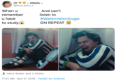 jo @blue_alien_h #Walls - When u And can't remember listen to u have to study #WatermelonSugar ON REPEAT Harry Styles. and 3 others 11:51 AM · Nov 17, 2019 · Twitter for Android