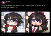 Cranky @CrankyConstruct They didn't have bear ears so this was as close as I could get them ; v;/ Traducir Tweet 10:12 a. m. · 27 ene. 2020 · TweetDeck