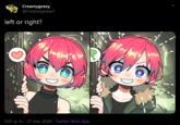 Creamygravy @Creamygravy1 left or right? 5:01 p. m. · 27 ene. 2020 · Twitter Web App