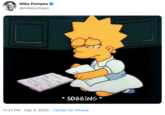 Mike Pompeo @mikepompeo SOBBING * 11:21 PM · Feb 4, 2020 · Twitter for iPhone
