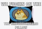 WE F----- ON THE ok PPng THE OKBUDDYRETARD PILLOW