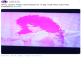 a ver a ver @getthem7 Why does Pete Davidson in drag look like Camilla Cabello? #SNL 9:01 PM · Feb 8, 2020 · Twitter for iPhone