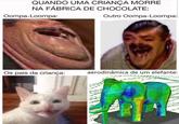 QUANDO UMA CRIANÇA MORRE NA FÁBRICA DE CHOCOLATE: Outro Oompa-Loompa: Oompa-Loompa: Os pais da criança: aerodinâmica de um elefante: