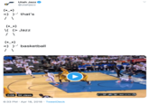 Utah Jazz @utahjazz (•_^) <) ) that's (•_^) \C (> Jazz (•_-) <) )P basketball OKC LEADS 1-0 52 9:41 23 3RD 57 0:09 5K views 6:33 PM · Apr 18, 2018 · TweetDeck
