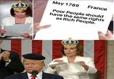 France May 1789 Poor People should have the same rights as Rich People.