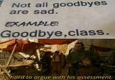 Not ail goodbyes are sad. EXAMPLE: Goodbye,class. It's hard to argue with his assessment.