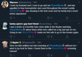 Ulysses @jalopysmog · 14m I took my husband and 2 sons to go and see #SonicMovie and was appalled to hear homophobic slurs used throughout the movie! Luckily #BirdsOfPrey BOP was showing in the next room and my family had a much better experience! 3 harley quinn's gay best friend @cancertingz · 14m I was a victim of a horrible hate crime while in the theater watching #SonicMovie where these white men called me a f-- and spit on me. Going to see #BirdsOfPrey BOP made me feel safe to go to the movies again. + Baylor+ @QueenxxMC · 14m Since my kids wallked out mid screening of #SonicMovie without me I went to go look for them. I found them in the #BirdsOfPrey BOP screening instead!