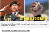 so peaceful  STONED TO DEATH Starting April, Brunei Will Stone People Involved in Same-sex Activities to Death So much for the tolerant Left.