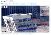WFAA @wfaa Monday mood. #leaningtowerofdallas Morday GIF 1:10 PM · Feb 24, 2020 · Twitter Web App