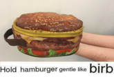 Hold hamburger gentle like birb