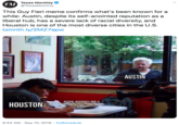 TM Texas Monthly @TexasMonthly This Guy Fieri meme confirms what's been known for a while: Austin, despite its self-anointed reputation as a liberal hub, has a severe lack of racial diversity, and Houston is one of the most diverse cities in the U.S. txmnth.ly/2MZ7apw AUSTIN HOUSTON ACTUAL DIVERSITY AND A GREATUMULTICULTURAL FOOD SCENE 8:54 AM · Sep 10, 2018 · CoSchedule