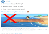 PETA @peta Is it #vegan to go fishing? Is it ethical to catch bugs? Is Tom Nook exploiting you? #AnimalCrossingNewHorizons The Vegan Guide to Animal Crossing: New Horizons | PETA Is it ethical to play Animal Crossing: New Horizons as a vegan? This guide will help answer all your animal rights questions related to the game! S peta.org 7:02 PM · Mar 23, 2020 · Sprout Social