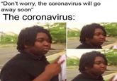 Coronavirus Everyone "Don't worry, the coronavirus will go away soon" The coronavirus: