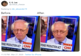 E. G. Lee @chilLEE_cheeze Replying to @c_alexander19 After. Before. LIVE LIVE EFENSE PRODUCTION ACT CAN ENSE PRODUCTION ACT CN 736 PMET CHED OUT TO ICE F OUTFROM T TO ICE FOR COMM 7:26 PM ET 11:19 PM · Mar 27, 2020 · Twitter for iPhone