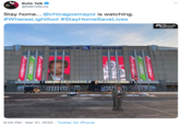 Bulls Talk @NBCSBulls Stay home... @chicagosmayor is watching. #WheresLightfoot #StayHomeSaveLives JLSports CHICAGO UNITED CENTER UNITEDN NTER 6:55 PM · Mar 31, 2020 · Twitter for iPhone t S SATURDAYN 3 POINT CONTEST SATRI A PONT CONTEST t SATURDAY