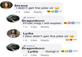 Serena I didn't get the joke sir 1 d Like Reply 75 Author Dragonborn Privat msg I will explan 240 1d Like Reply Lydia I also didn't get the joke sir 69 1d Like Reply Author Dragonborn Lydia Googl it 309 1 d Like Reply