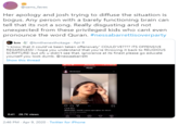 wal @sams_faves Her apology and josh trying to diffuse the situation is bogus. Any person with a barely functioning brain can tell that its not a song. Really disgusting and not unexpected from these privileged kids who cant even pronounce the word Quran. #nessabarrettisoverparty km @kmthenexthokage · Apr 8 "i know that it could've been taken offensively" COULD'VE?? ITS OFFENSIVE REGARDLESS! i hope you understand that you're throwing it back to RELIGIOUS SCRIPTURE! but ofc u didn't see that, ignorance at its finest please go educate yourself you look dumb. @nessaabarrett Show this thread TIKTOKROCM Posts tictakom tktaersom SWMPE I n apingre w Vanal D Eerenta 041 26.7K views 2:46 PM · Apr 9, 2020 · Twitter for iPhone