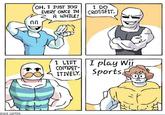 OH, I JUST JOG EVERY ONCE IN A WHILE! I DO CROSSFIT. I LIFT COMPET- I play Wii ITIVELY. Sports, SHEN COMIX